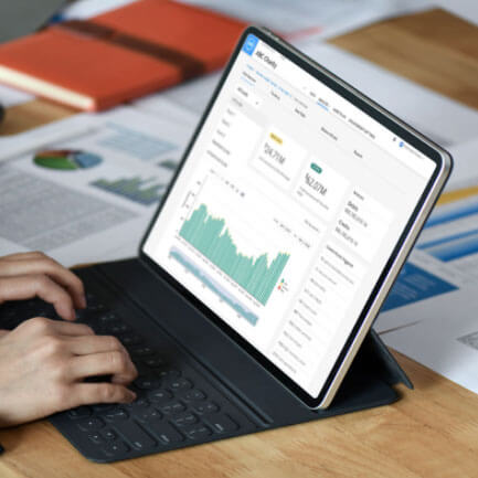 Person using MindBridge on a laptop