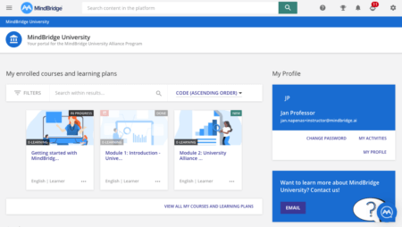 Screenshot of program dashboard