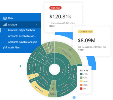 UI elements showing analysis and areas of transactional risk