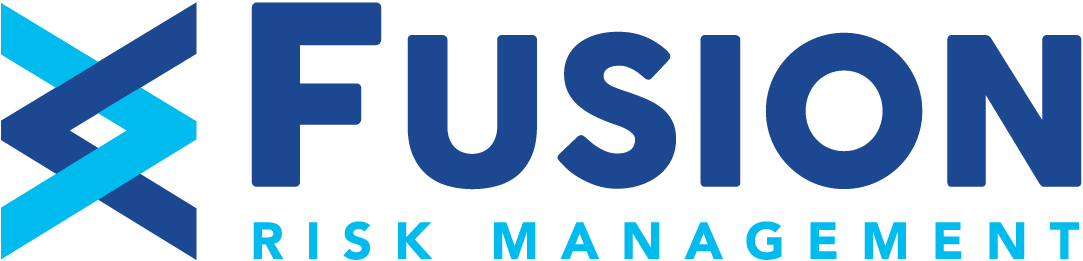 Logo of "Fusion Risk Management," a risk assessment tool that focuses on providing an integrated suite of custom, tailored, platform capabilities made to fit any company's needs.