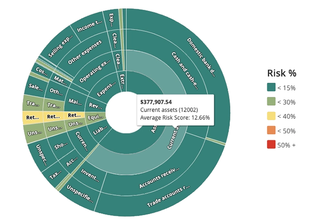 Risk bubble screen from MindBridge dashboard