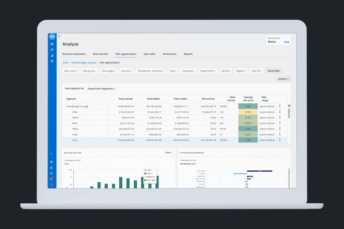 Laptop running the MindBridge platform