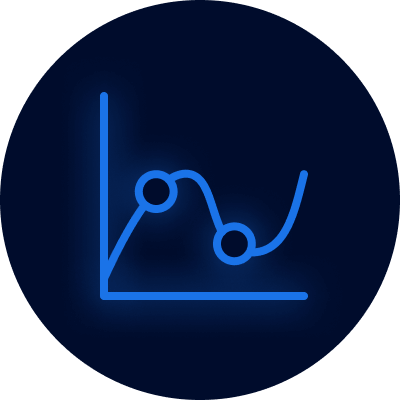 Graphic using a wave with points, going up and down