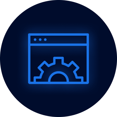 Cogwheel icon n a software window