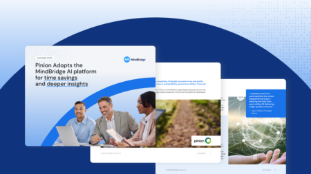 Pinion and MindBridge AI in audit and advisory case study showing engagement efficiency improvements and reduced review hours